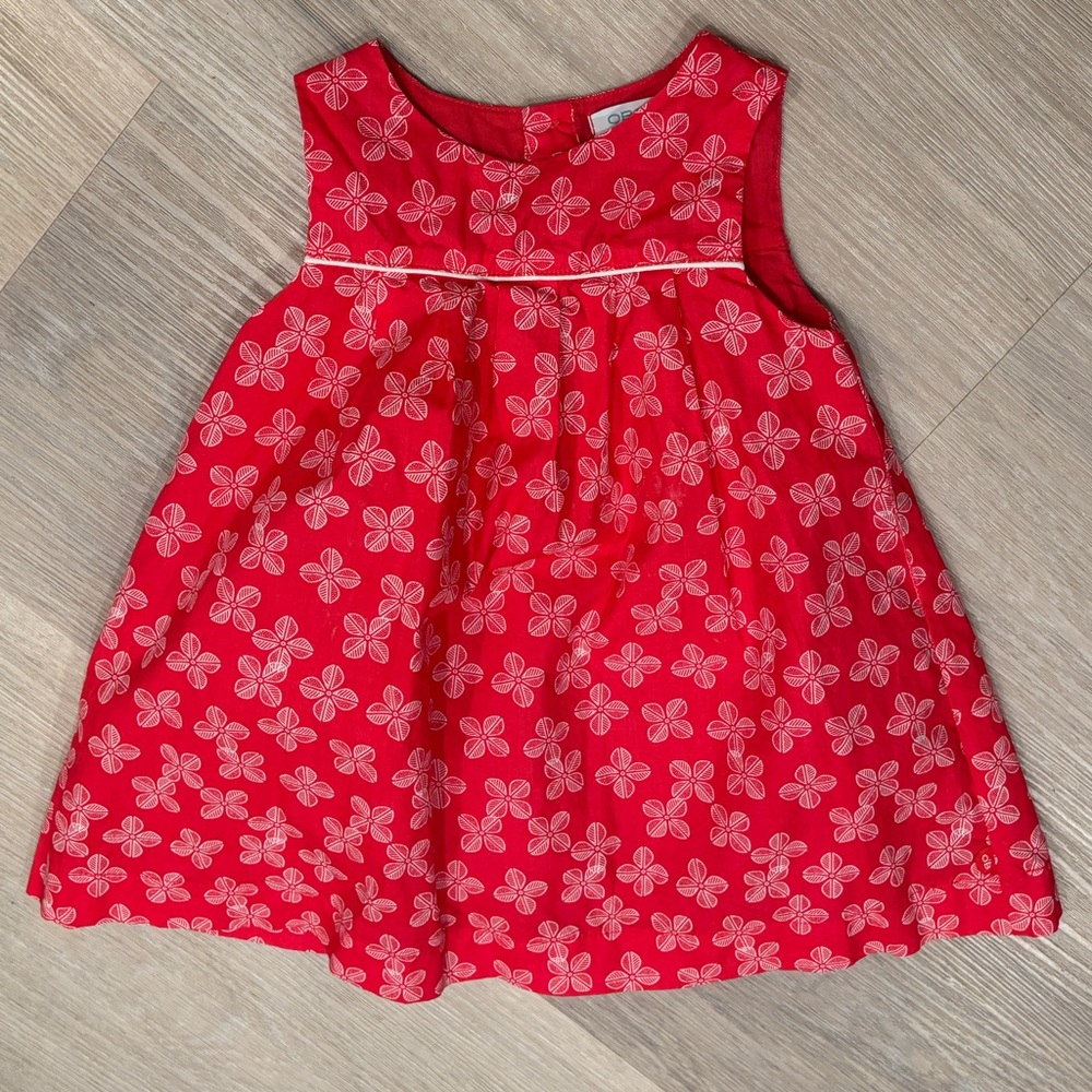 Baby Girl Red Floral Dress. Size 12m